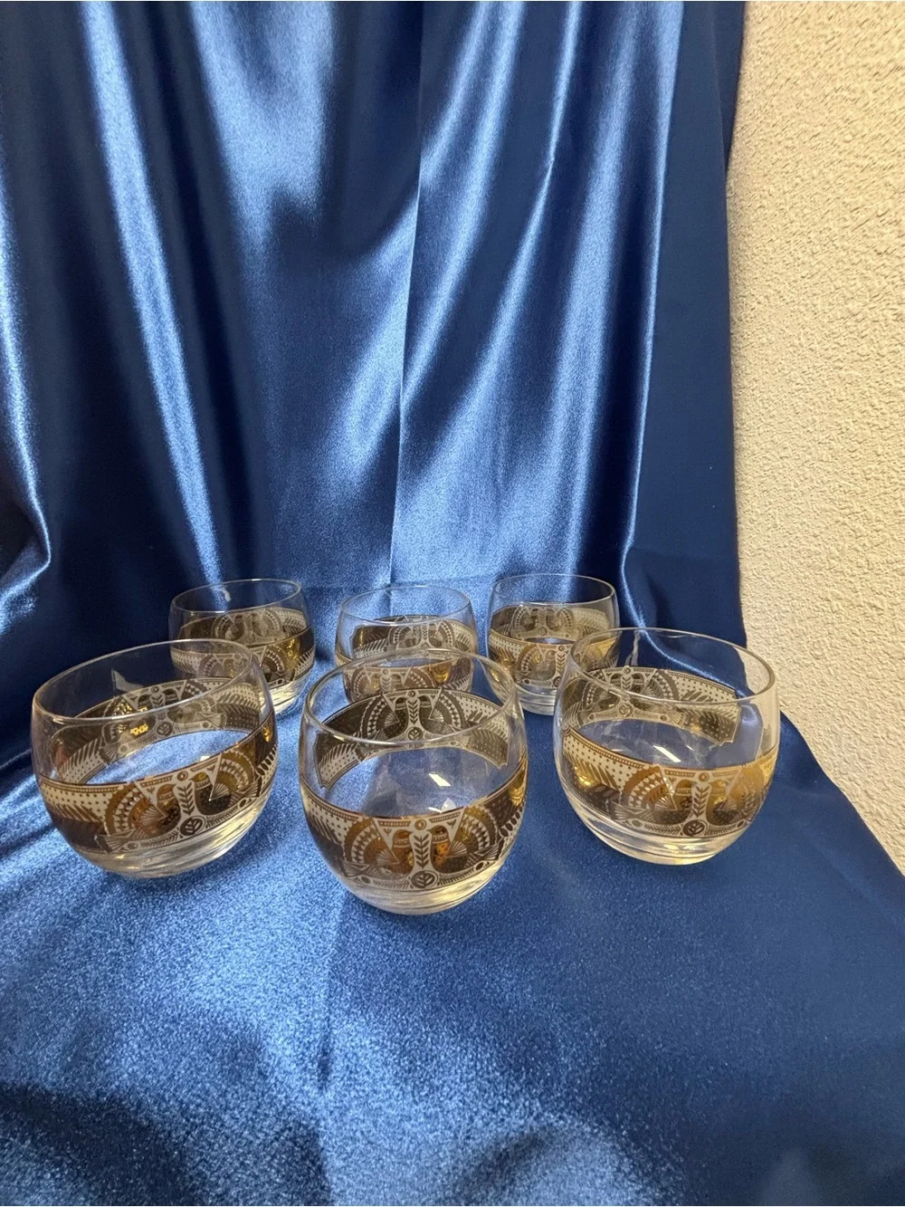 Vintage Signed George Briard Rolly Polly Glasses, 6 in set, in a bird motif